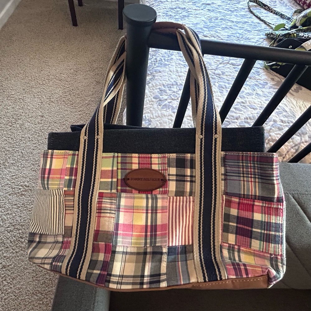 Tommy Hilfiger Plaid Patchwork Tote Bag